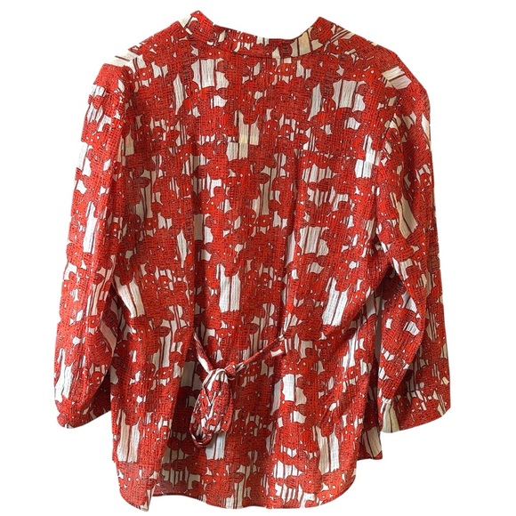 Diane von Furstenberg Silk Paulie Top Orange Blouse Size 10 - Picture 4 of 4